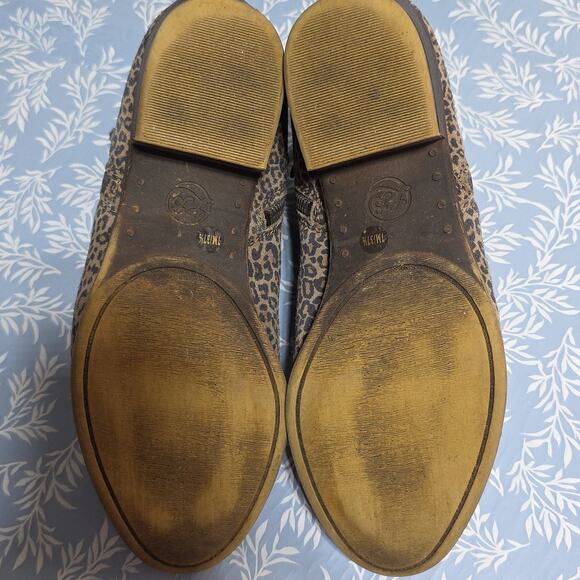 Lucky Brand Basel Womens Sz 7 Leather Animal Print 2 Zippers Ankle Booties - Picture 8 of 11